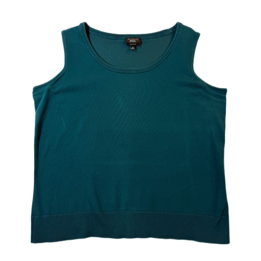 Talbots Petites Top Womens Petite LG Teal Soft Tight-Knit Pima Cotton Pullover‎